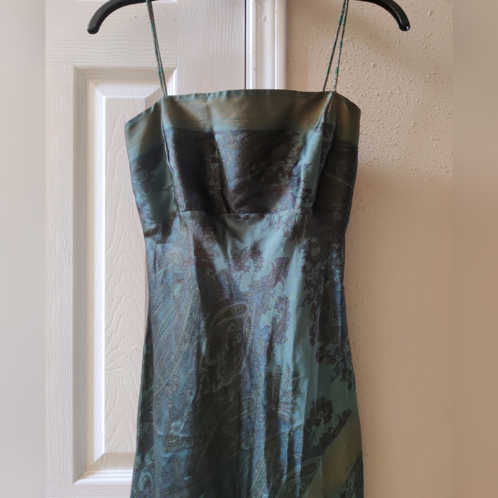 Vintage Y2K Plenty by Tracy Reese Green Floral Paisley 100% Silk Dress